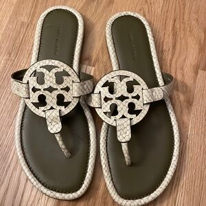 Brand New Tory Burch Miller Sandals - White textured - Size 7